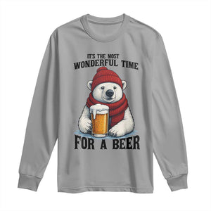 It is The Most Wonderful Time For A Beer Long Sleeve Shirt Funny Polar Bear Drinking Beer TS12 Sport Gray Print Your Wear