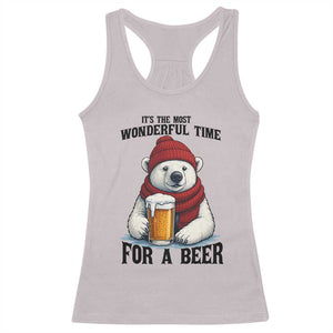 It is The Most Wonderful Time For A Beer Racerback Tank Top Funny Polar Bear Drinking Beer TS12 Ice Gray Print Your Wear