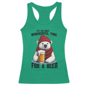 It is The Most Wonderful Time For A Beer Racerback Tank Top Funny Polar Bear Drinking Beer TS12 Irish Green Print Your Wear