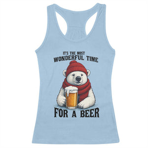 It is The Most Wonderful Time For A Beer Racerback Tank Top Funny Polar Bear Drinking Beer TS12 Light Blue Print Your Wear