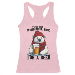 It is The Most Wonderful Time For A Beer Racerback Tank Top Funny Polar Bear Drinking Beer TS12 Light Pink Print Your Wear