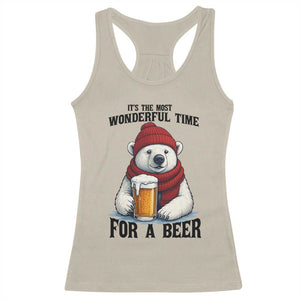 It is The Most Wonderful Time For A Beer Racerback Tank Top Funny Polar Bear Drinking Beer TS12 Sand Print Your Wear