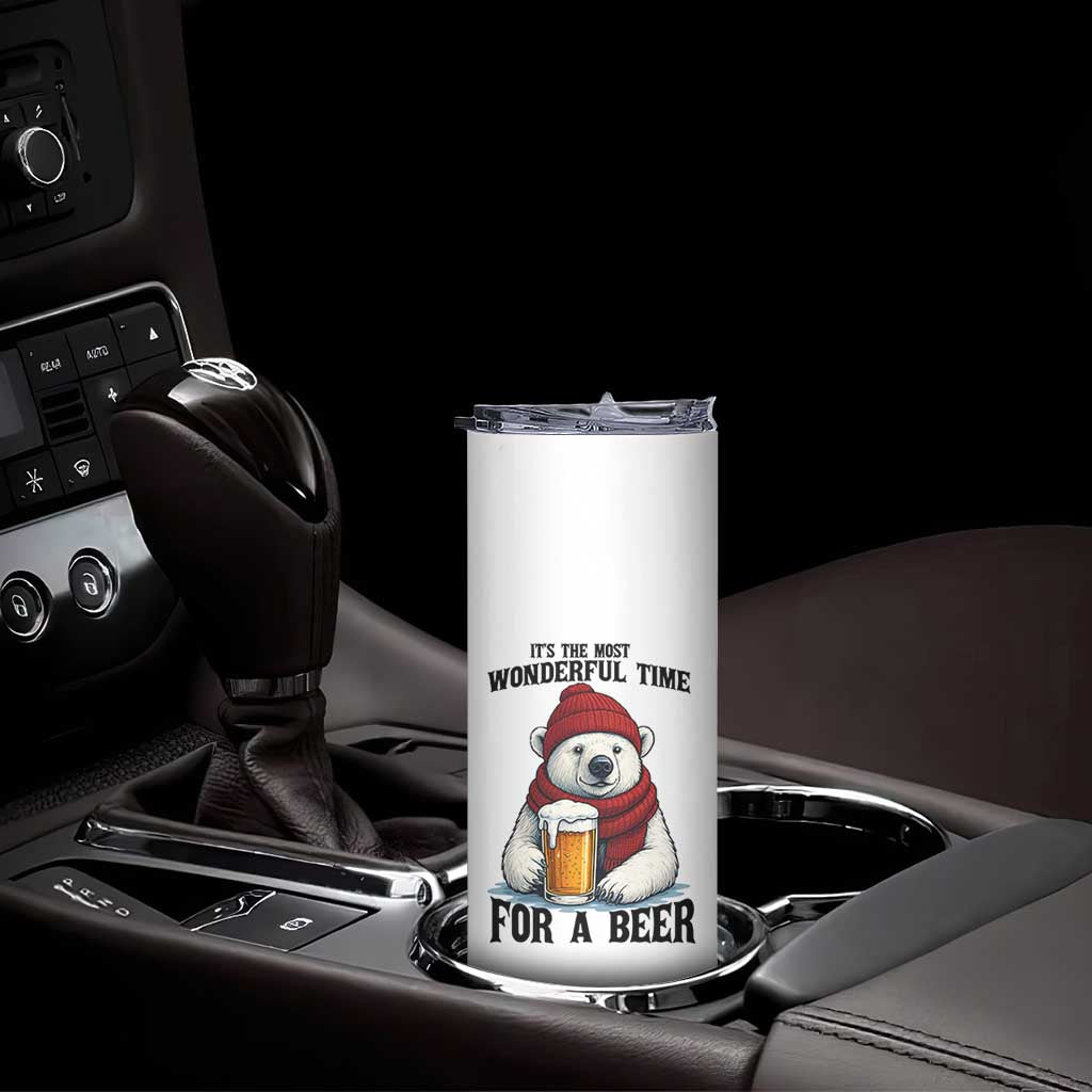 It is The Most Wonderful Time For A Beer Skinny Tumbler Funny Polar Bear Drinking Beer TS12 Print Your Wear