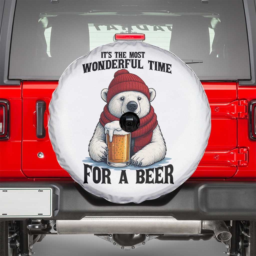 It is The Most Wonderful Time For A Beer Spare Tire Cover Funny Polar Bear Drinking Beer TS12 White Print Your Wear
