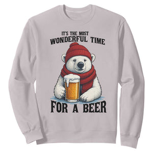 It is The Most Wonderful Time For A Beer Sweatshirt Funny Polar Bear Drinking Beer TS12 Ice Gray Print Your Wear