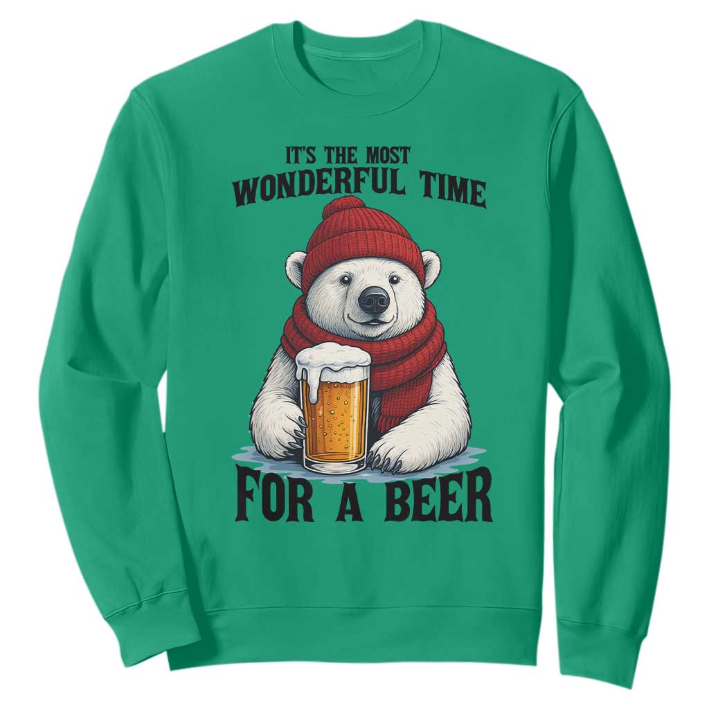 It is The Most Wonderful Time For A Beer Sweatshirt Funny Polar Bear Drinking Beer TS12 Irish Green Print Your Wear