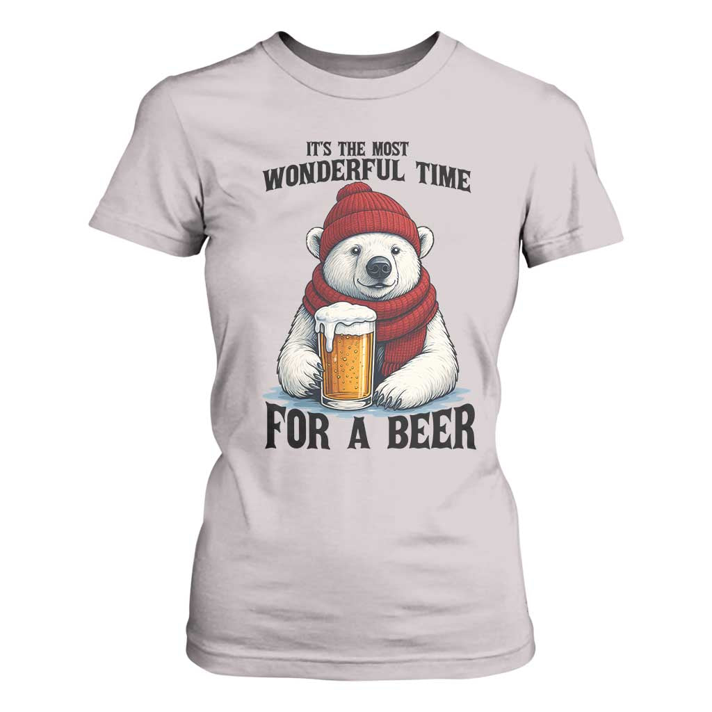 It is The Most Wonderful Time For A Beer T Shirt For Women Funny Polar Bear Drinking Beer TS12 Ice Gray Print Your Wear