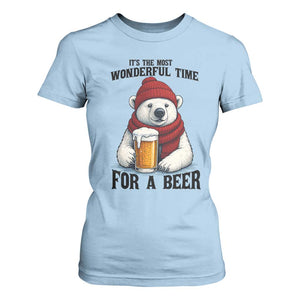 It is The Most Wonderful Time For A Beer T Shirt For Women Funny Polar Bear Drinking Beer TS12 Light Blue Print Your Wear