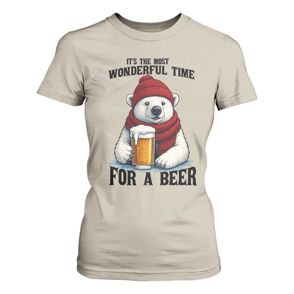 It is The Most Wonderful Time For A Beer T Shirt For Women Funny Polar Bear Drinking Beer TS12 Sand Print Your Wear