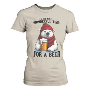 It is The Most Wonderful Time For A Beer T Shirt For Women Funny Polar Bear Drinking Beer TS12 Sand Print Your Wear