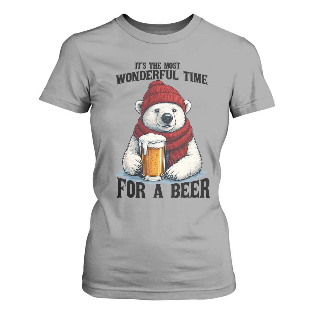 It is The Most Wonderful Time For A Beer T Shirt For Women Funny Polar Bear Drinking Beer TS12 Sport Gray Print Your Wear