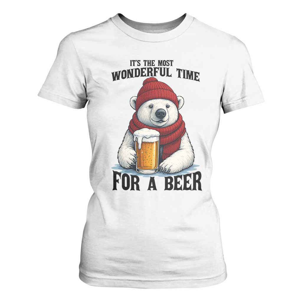 It is The Most Wonderful Time For A Beer T Shirt For Women Funny Polar Bear Drinking Beer TS12 White Print Your Wear