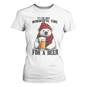 It is The Most Wonderful Time For A Beer T Shirt For Women Funny Polar Bear Drinking Beer TS12 White Print Your Wear
