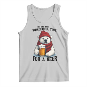 It is The Most Wonderful Time For A Beer Tank Top Funny Polar Bear Drinking Beer TS12 Ash Print Your Wear