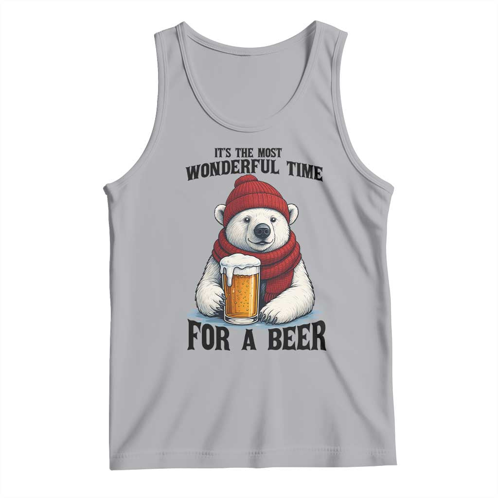 It is The Most Wonderful Time For A Beer Tank Top Funny Polar Bear Drinking Beer TS12 Athletic Heather Print Your Wear