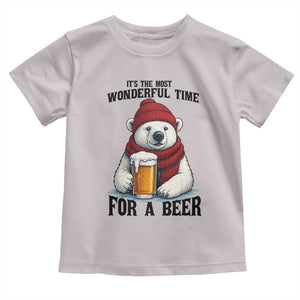 It is The Most Wonderful Time For A Beer Toddler T Shirt Funny Polar Bear Drinking Beer TS12 Ice Gray Print Your Wear