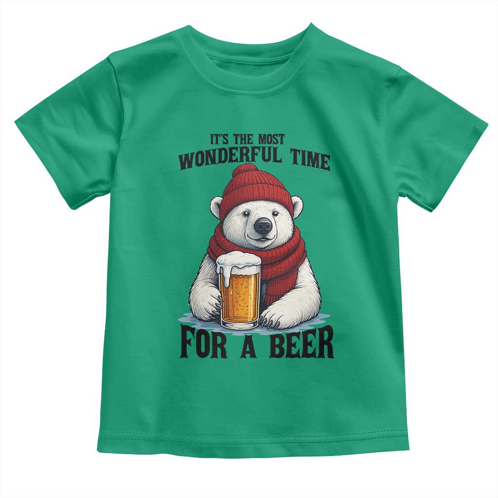 It is The Most Wonderful Time For A Beer Toddler T Shirt Funny Polar Bear Drinking Beer TS12 Irish Green Print Your Wear