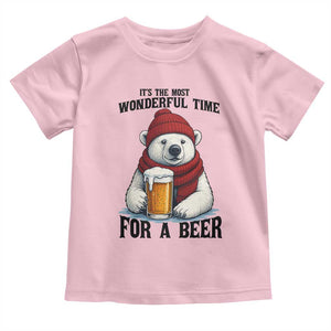 It is The Most Wonderful Time For A Beer Toddler T Shirt Funny Polar Bear Drinking Beer TS12 Light Pink Print Your Wear