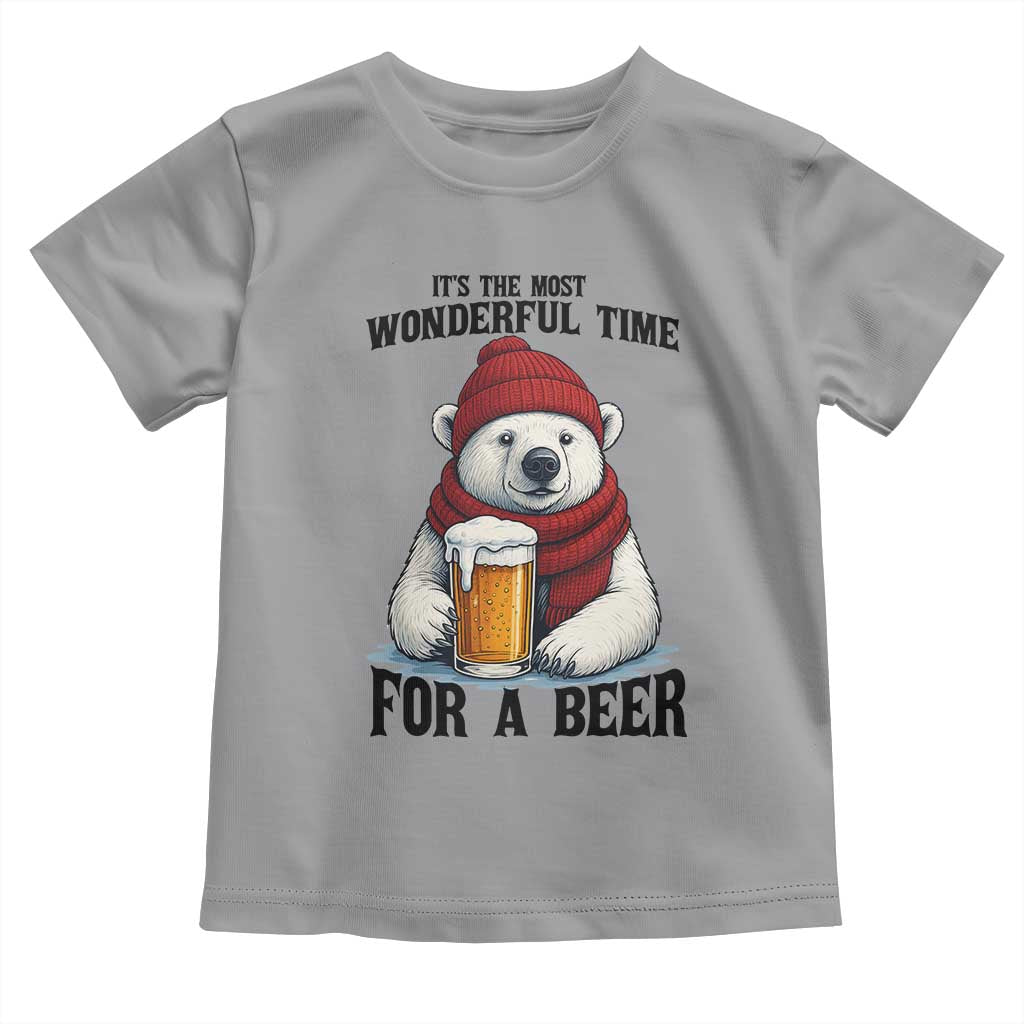 It is The Most Wonderful Time For A Beer Toddler T Shirt Funny Polar Bear Drinking Beer TS12 Sport Gray Print Your Wear