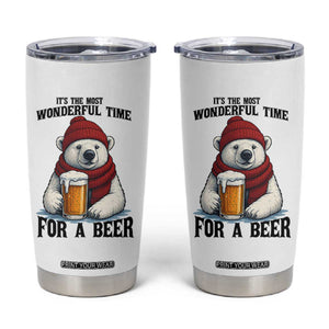It is The Most Wonderful Time For A Beer Tumbler Cup Funny Polar Bear Drinking Beer TS12 White Print Your Wear