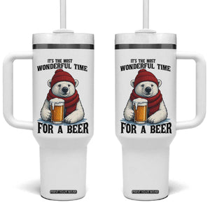 It is The Most Wonderful Time For A Beer Tumbler With Handle Funny Polar Bear Drinking Beer TS12 One Size: 40 oz White Print Your Wear