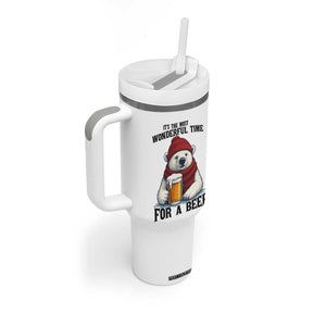 It is The Most Wonderful Time For A Beer Tumbler With Handle Funny Polar Bear Drinking Beer TS12 Print Your Wear