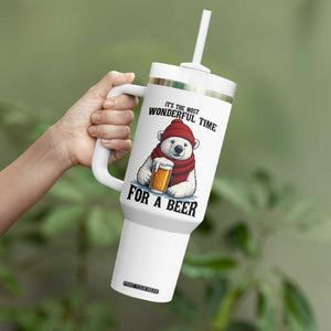 It is The Most Wonderful Time For A Beer Tumbler With Handle Funny Polar Bear Drinking Beer TS12 Print Your Wear