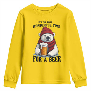 It is The Most Wonderful Time For A Beer Youth Sweatshirt Funny Polar Bear Drinking Beer TS12 Daisy Print Your Wear