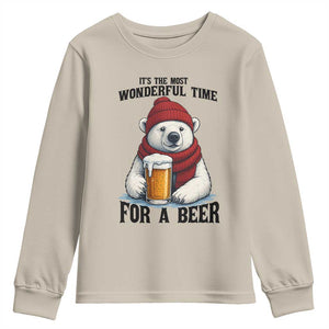 It is The Most Wonderful Time For A Beer Youth Sweatshirt Funny Polar Bear Drinking Beer TS12 Sand Print Your Wear