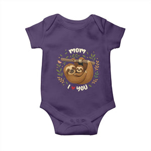 Mom I Love You Baby Onesie Cute Sloth Lover Mothers Day Gift TS12 Purple Print Your Wear