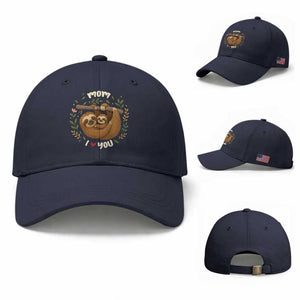 Mom I Love You Baseball Cap Cute Sloth Lover Mothers Day Gift TS12 Baseball Cap Universal Fit Navy Print Your Wear