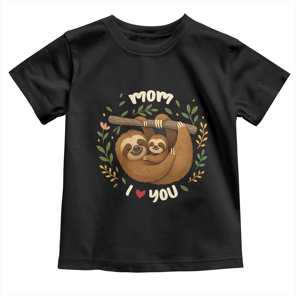 Mom I Love You Toddler T Shirt Cute Sloth Lover Mothers Day Gift TS12 Black Print Your Wear