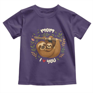 Mom I Love You Toddler T Shirt Cute Sloth Lover Mothers Day Gift TS12 Purple Print Your Wear