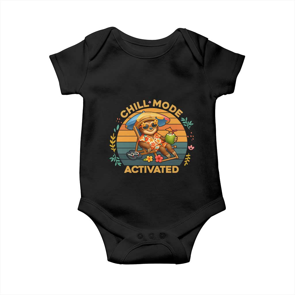 Chill Mode Activated Baby Onesie Funny Sloth Summer Beach Vibes TS12 Black Print Your Wear
