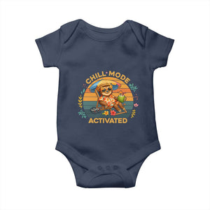 Chill Mode Activated Baby Onesie Funny Sloth Summer Beach Vibes TS12 Navy Print Your Wear