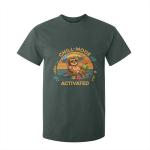 Chill Mode Activated T Shirt For Kid Funny Sloth Summer Beach Vibes TS12 Dark Forest Green Print Your Wear