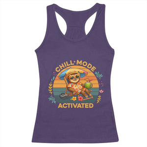 Chill Mode Activated Racerback Tank Top Funny Sloth Summer Beach Vibes TS12 Purple Print Your Wear