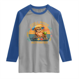 Chill Mode Activated Raglan Shirt Funny Sloth Summer Beach Vibes TS12 Sport Gray Royal Print Your Wear