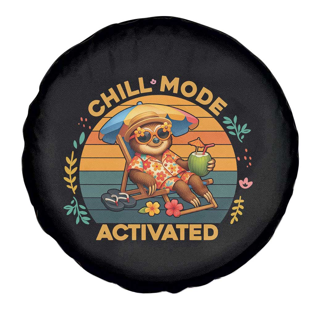 Chill Mode Activated Spare Tire Cover Funny Sloth Summer Beach Vibes TS12 Print Your Wear