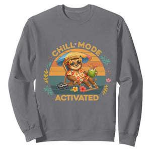 Chill Mode Activated Sweatshirt Funny Sloth Summer Beach Vibes TS12 Charcoal Print Your Wear