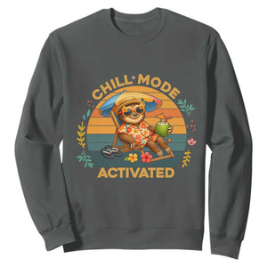 Chill Mode Activated Sweatshirt Funny Sloth Summer Beach Vibes TS12 Dark Heather Print Your Wear