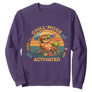 Chill Mode Activated Sweatshirt Funny Sloth Summer Beach Vibes TS12 Purple Print Your Wear