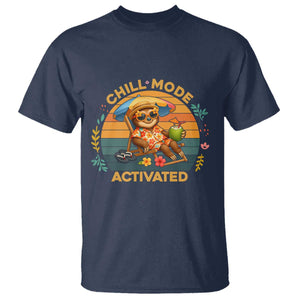 Chill Mode Activated T Shirt Funny Sloth Summer Beach Vibes TS12 Navy Print Your Wear