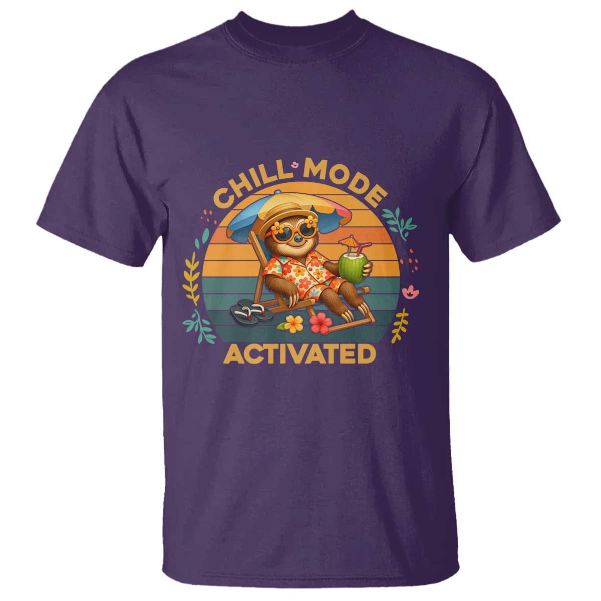 Chill Mode Activated T Shirt Funny Sloth Summer Beach Vibes TS12 Purple Print Your Wear