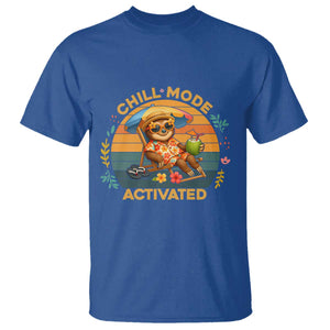 Chill Mode Activated T Shirt Funny Sloth Summer Beach Vibes TS12 Royal Blue Print Your Wear