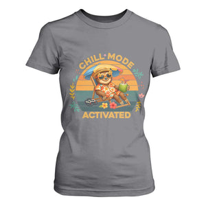 Chill Mode Activated T Shirt For Women Funny Sloth Summer Beach Vibes TS12 Charcoal Print Your Wear