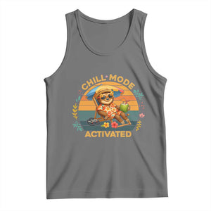 Chill Mode Activated Tank Top Funny Sloth Summer Beach Vibes TS12 Black Heather Print Your Wear
