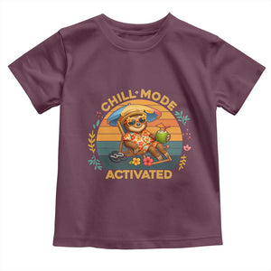 Chill Mode Activated Toddler T Shirt Funny Sloth Summer Beach Vibes TS12 Maroon Print Your Wear