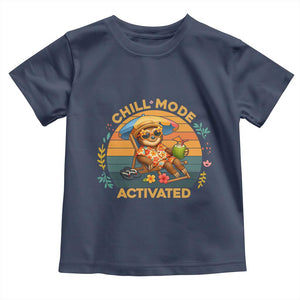 Chill Mode Activated Toddler T Shirt Funny Sloth Summer Beach Vibes TS12 Navy Print Your Wear