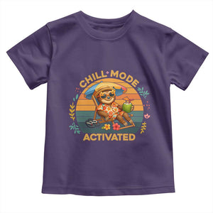 Chill Mode Activated Toddler T Shirt Funny Sloth Summer Beach Vibes TS12 Purple Print Your Wear